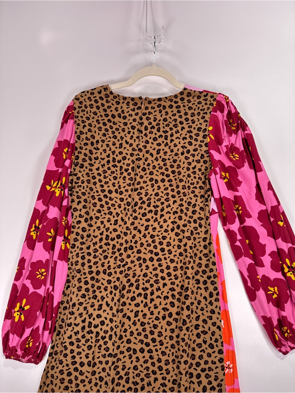 Never Fully Dressed Mixed Print Floral Leopard Balloon Sleeve Maxi Pink Size 10 - Picture 5 of 15